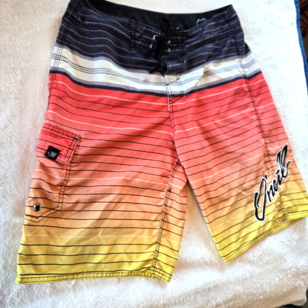 O'Neill 32" OLD SCHOOL Y2K Ombré Striped Board Shorts SURF CLASSIC SUMMER SWAG - Picture 4 of 7